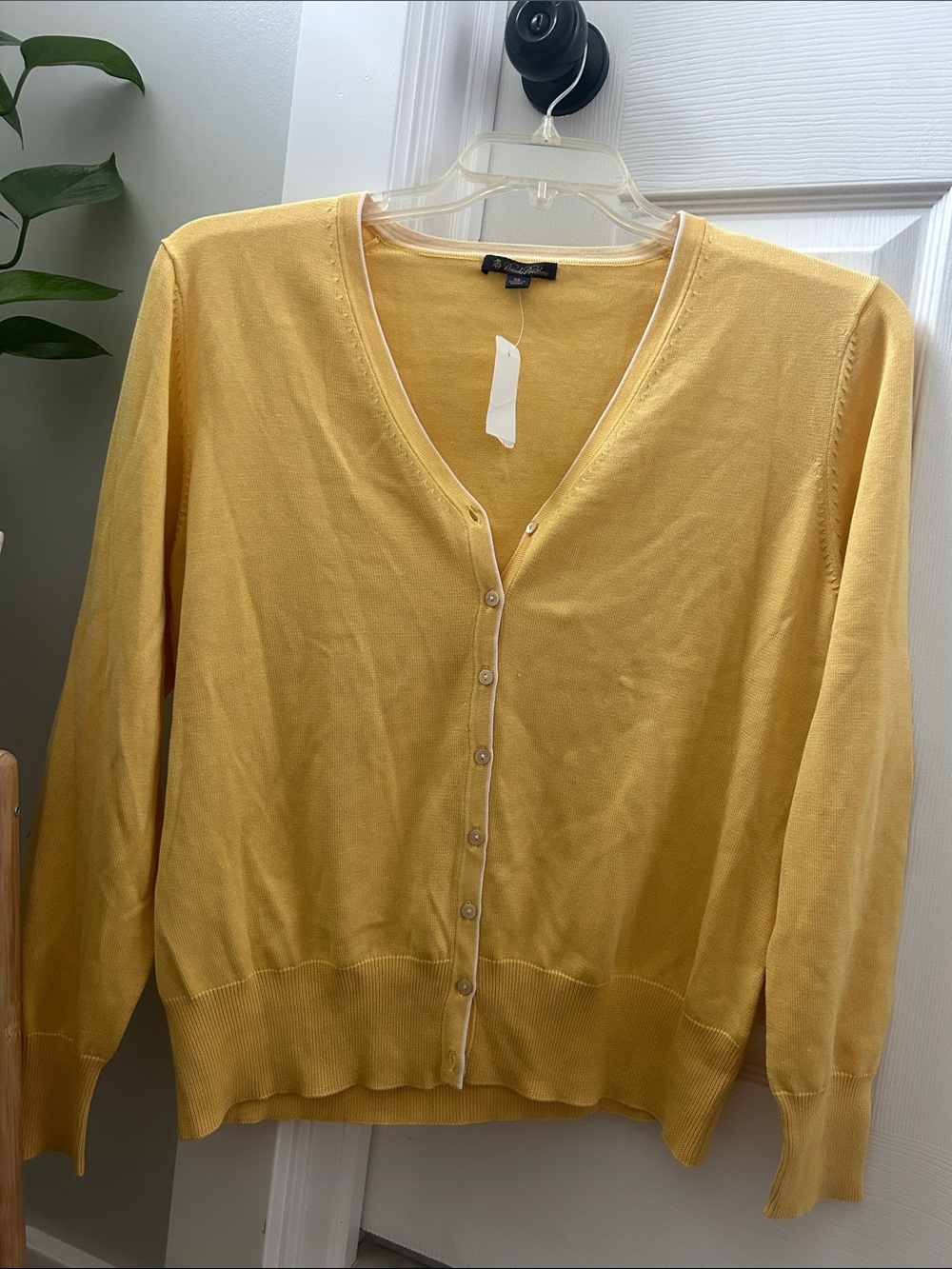 Brooks Brothers Yellow V-Neck Button Cardigan